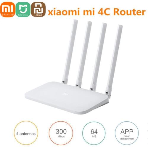 Original Xiaomi Mi WIFI Router 4C 64 RAM 300Mbps 2.4G 802.11 b/g/n 4 Antennas Band Wireless Routers WiFi Repeater Mi APP Control
