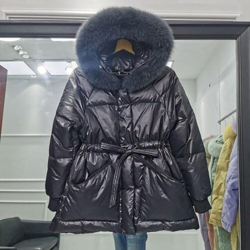 Winter Coat Women Hooded Parka Puffer Jacket Fur Collar Jackets for Women 2021 Female Midi Clothes Lady Down Coats Casaco HLY233