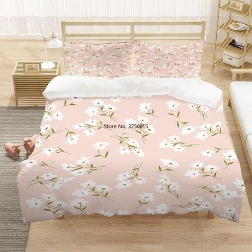 Garden Style Floral Comforter Duvet Cover With Pillowcase Modern Chic Flower Leaves Pattern Printed Bedding Sets Bedroom Set