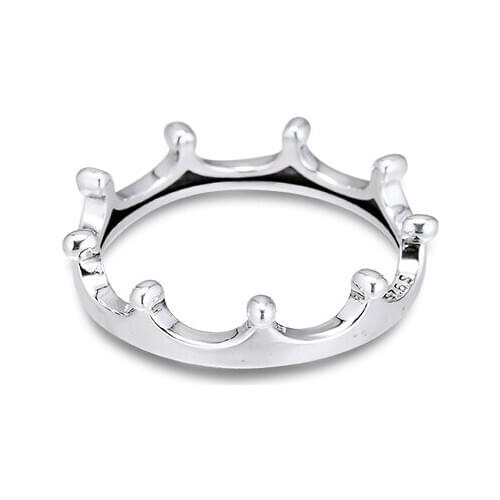 Polished Crown Ring Clear CZ Authentic 925 Sterling silver Jewelry Ring For Woman European Style Silver Rings For Jewelry Making