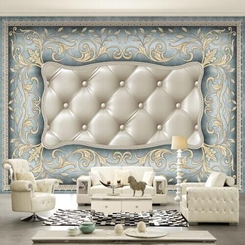 Custom Photo Wallpaper European Blue Noble Art Soft Pack Pattern Living Room Bedroom TV Background Wall Murals For Walls 3 D