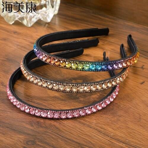 Haimeikang Crystal Rhinestones Luxury Hair Accessories Hairbands Sparkly Hair Bands Headdress Women Headbands Rainbow Hair Hoop
