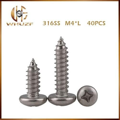 M4 self tapping screws M4*10 M4x12 M4*16 M4x20 304 316 Stainless Steel Philips Cross Recessed Round Pan Head Self Tapping Screw