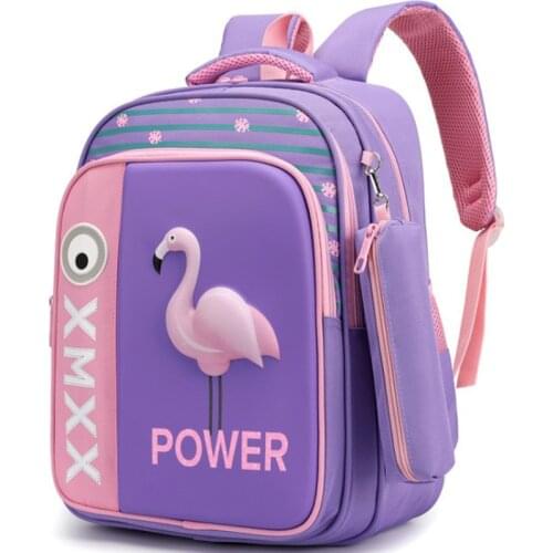 Cut school bag for girl waterproof nylon purple blue Flamingo kids school bags japanese children school bag and pencil case