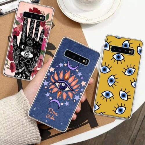 Evil Eye Gold Foil Silicon Phone Case For Samsung Galaxy A51 A71 A70 A50 A40 A30 A20E A10S A01 A21 A6 A7 A8 A9 Plus + Cover