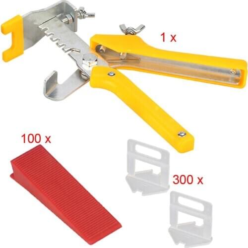 Wall Tile Leveling System Leveler 1 Wedges Pliers+100 Wedges +300 Clips Tile Paving Locator Tool Tile Leveling Pliers Hot New