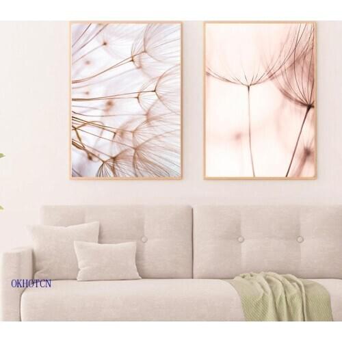 Nordic Pink Dandelion Canvas Painting Nordic Plants Posters And Prints Love Quotes Wall Art Pictures For Living Room Decor