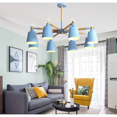 Modern Macaron Restaurant Chandelier Bedroom Living Room Bar Simple Iron Droplight Creative Nordic Office Lamps Led Lighting