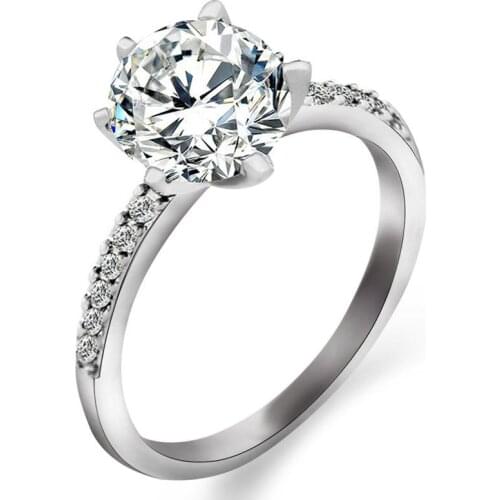 Wedding Zircon Ring Korean Silver Plated Bridal Rings For Women Jewelry Zircon Classic Womens Ring Jewellery Anel Anillos Aneis