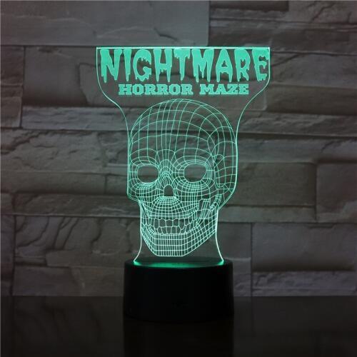 Skull LED Table Lamp Amazing 3D Illusion Light Night Light 7 Different Color is Halloween Partys Kids Gift 3209