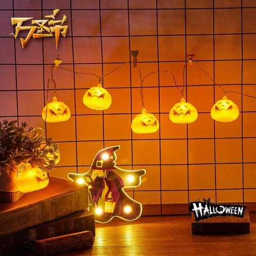 LED Halloween Light String Pumpkin Ghost Skeletons Bat Spider Lamp 1.5m 10 LED DIY Hanging Home Party Decor Halloween Ornament