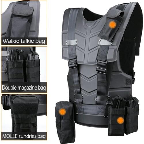 Airsoft Tactical Vest Paintball Military Hunting High-strength EVA Protective Baffle with Walkie Talkie MOLLE Magazine Bag
