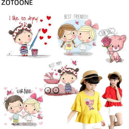 ZOTOONE DIY Heat Transfer Patches Girls Iron-on Patches for Clothing Children T-shirt Decoration Heat Press Appliqued Sticker I