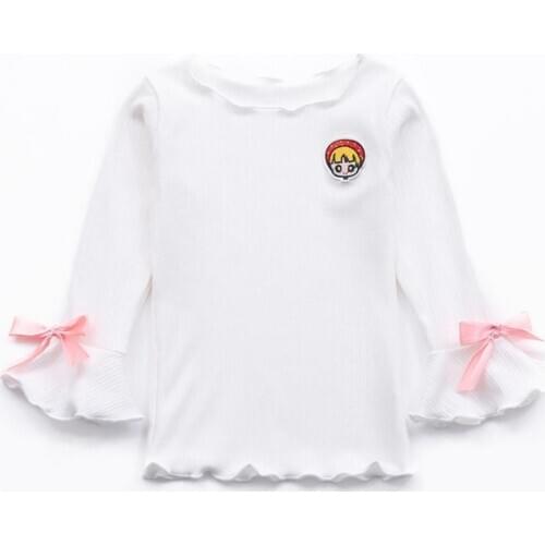Girls Tops Clothing Children Baby Girls Cotton Flare Sleeve O-Neck Shirts Kids Cartoon Printed Tops Tees Autumn Casual Blouse