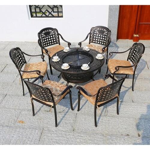 Outdoor Desk-Chair Courtyard Garden Leisure Chair Furniture Wrought Iron Cast Aluminum Table and Chair