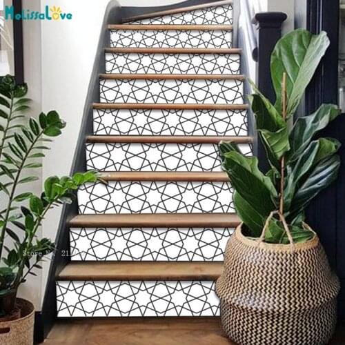 Unique Polygonal Star Shape Stairs Stickers 6 DIY Murals Home Decoration Waterproof Decals Kids Love YT6255