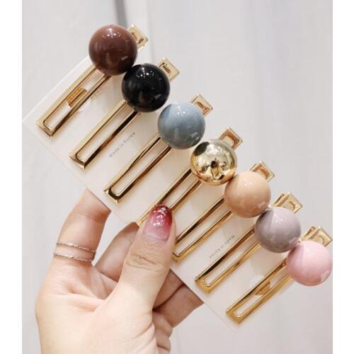 Korean Candy Color Acrylic Ball Hair Clips Liu Hai Clip Korea Ball Side Clip Hairpin Hair Accessories Headwear