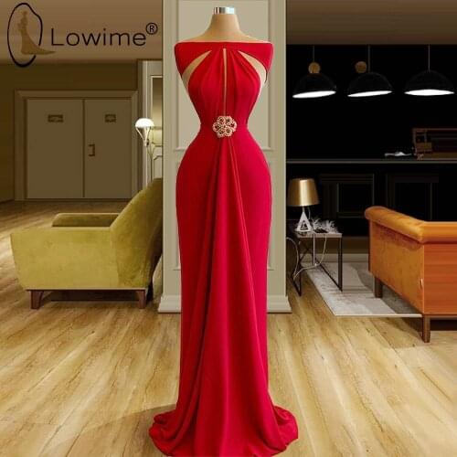 Abendkleider 2020 Simple Evening Dresses Mermaid Boat Neck Pleat Floor Length Formal Dress Couture Jurken