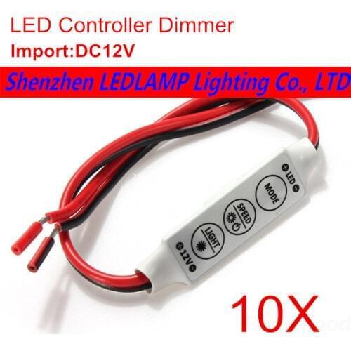 10pcs/lot,Mini 3 Keys Single Color DC12V LED Controller Brightness Dimmer for led 3528 5050 strip light