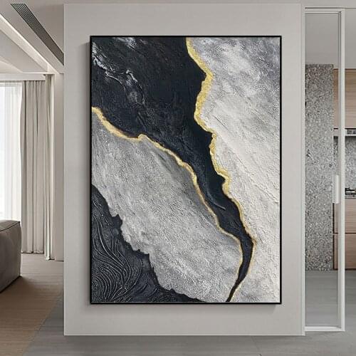 100% Hand Painted Large Size Home Decor Oil Painting Original Handmade Gray Design Wall Abstract Unframed Canvas Art Craft