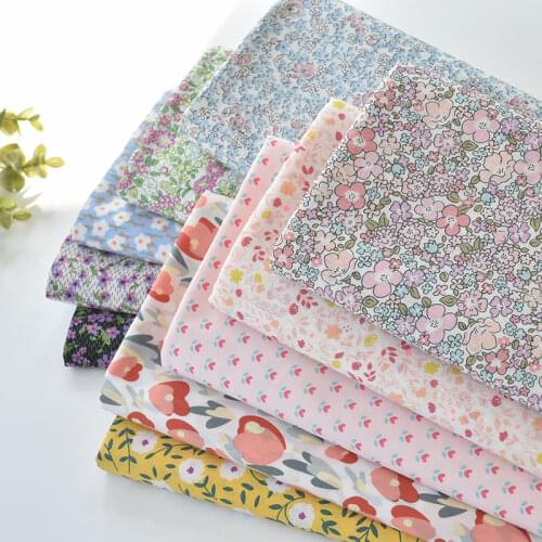 140x50cm Cotton Floral Flower Branch Fabric, Childrens Clothes and Dresses Clothing Summer Dress Handmade DIY Cloth