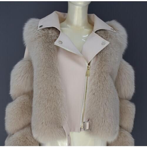 2020 new style natural fox wool and sheepskin combined warm coat fashion beautiful warm jacket coat