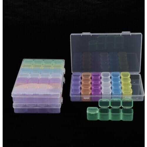 3 Pcs 28 Grids Storage Box Bead Pin Nail Tips Colorful Container Craft Tool