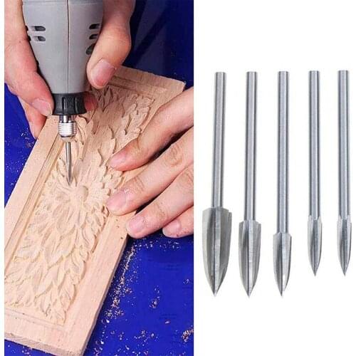 5pcs 3mm 3-8mm High-quality End Mills White Steel Sharp Edges Carving Drill Bits Three Wood Carving Blades for Woodworking