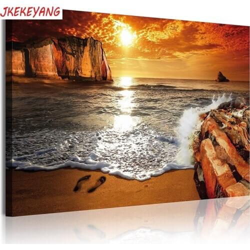 5D Diy diamond painting Sunset by the sea Diamond Mosaic sale Rhinestone Embroidery cross stitch Y3851
