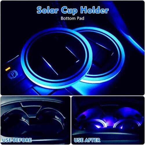 Universal Car LED Light Cup Holder Automotive Interior USB Colorful Atmosphere Lights Lamp Drink Holder Anti-Slip Mat Auto Acces