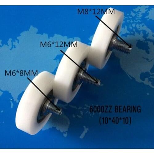 Window nylon covered POM materal 6000ZZ bearing bolt M6/M8 10PCS/lot