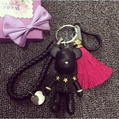 Bomgom Tassels Cartoon Popobe Gloomy Bear Keychain Cute Bag Charm Holder Cartoon Resin Key Chain Fi-K004-BR