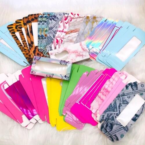Wholesale 10/100pcs paper false eyelash packaging box lash boxes packaging custom logo faux cils mink eyelashes marble case NEW