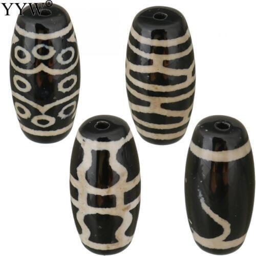 5pcs/Lot Natural Tibetan Dzi Beads Love Different Styles Diy Making Bead Black Loose Jewelry Accessories 10x20x10mm