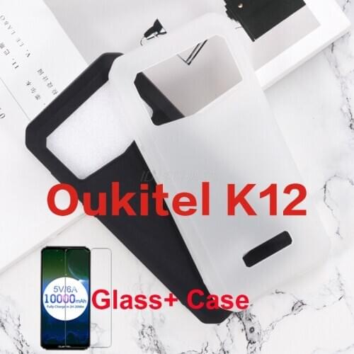 For oukitel K12 case cover anti-shock shockproof soft TPU silicone back cover bumper with glass for oukitel k12 screen protector