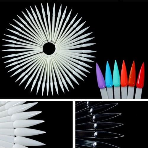 50pcs/pack Nail Display Sticks Swatches Showing Card Fan Shaped False Sharp Practice Manicure Tools