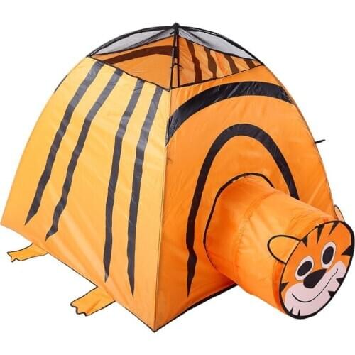 Childrens Tent Striped Tiger Tunnel Baby Play House Ball Pool Outdoor Folding Mesh Toy Castle Playhouses for Kids Kids Tent