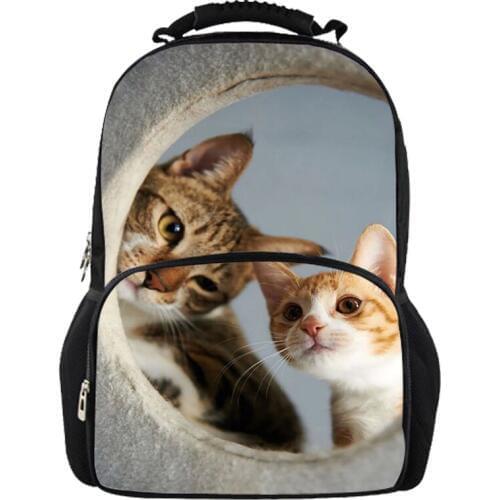 2019 New Style Cute Animal Print Kids Backpacks School Backpacks for Boys Girls Travel Bags Large Capacity Cat Print Daypack