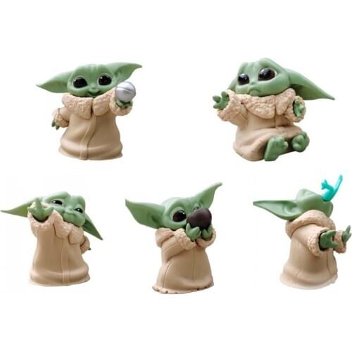Disney 5pcs/set The Mandalorian Baby Yoda Action Figure Toys Star Wars Mini 5-6cm Yoda Baby Figure Toys Figuras Kids Gifts