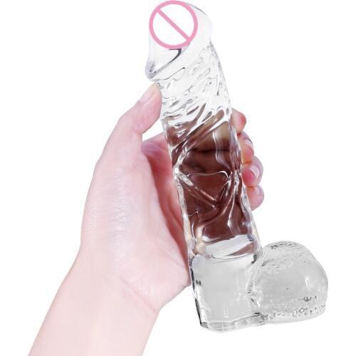 2style Transparent Crystal Pyrex Huge Glass Dildo Realistic Artificial Penis for Women Masturbation Glass Dildos Anal Toys