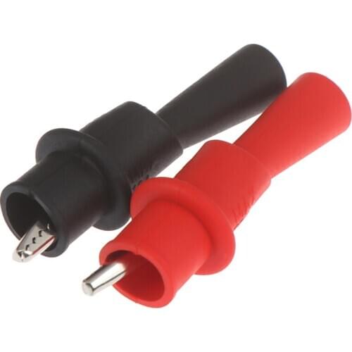 Insulated Multi Meter Test Lead Meter Alligator Clip Crocodile Clamp Probe Red + Black For Test Tool Accessories 2pcs