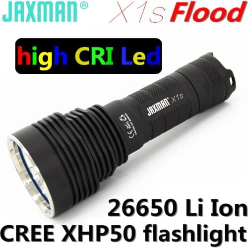 Jaxman X1s high CRI version CREE XHP50 26650 LED flashlight flood illumination tactical tail switch