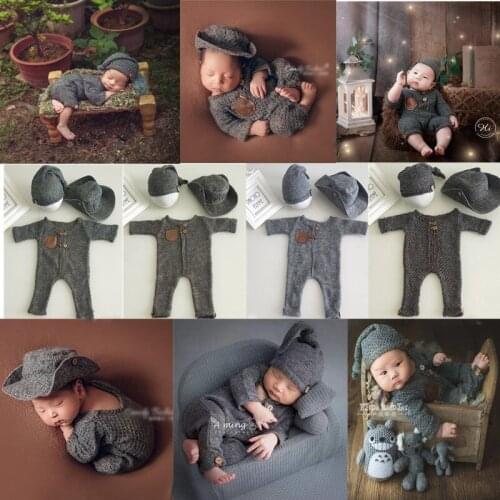 0-3 months newborn knitted clothes baby photography hat props baby onesies baby photo accessories