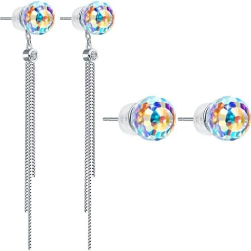 ANNA QUEEN Fantastic World Series Dangle Drop Earrings For Women 925 Sterling Aurore Boreale Crystal Stud Earrings CR0008