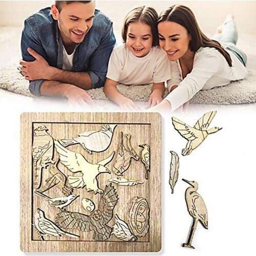 1 Set Sturdy Puzzle Eye-catching Interesting Portable Educational Toy Primary Color Birds Educational Toys Art Jigsaw for School