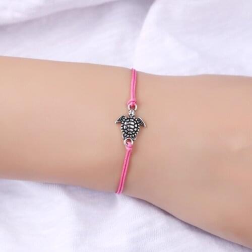 Summer Beach Style Jewelry with Message Card Gold Silver Turtle Make a Wish Tortoise Sea Turtles Charm Bracelets for Women