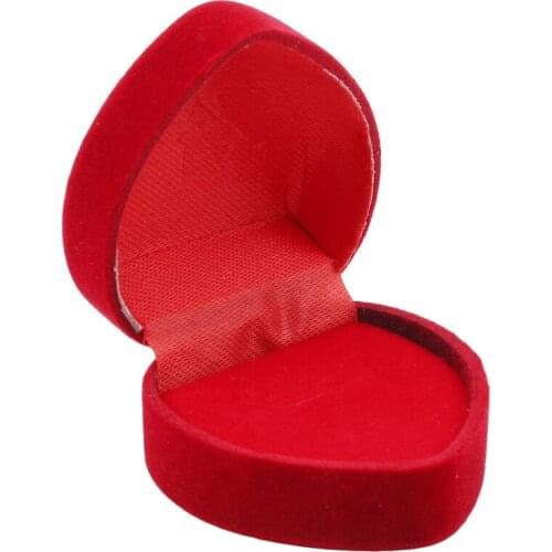 Mini Cute Red Folding Cases Heart-shaped Ring Box For Rings Open Cover Velvet Jewelry Box Display Hot
