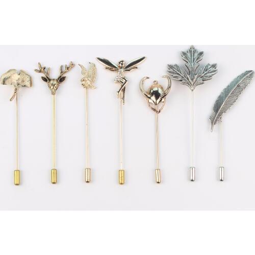 Mens Advanced Suits Leaf Brooches Rabbit Feather Shawl Pin Lapel Pin Uxedo Corsage Collar Pin Brooch Jewelry