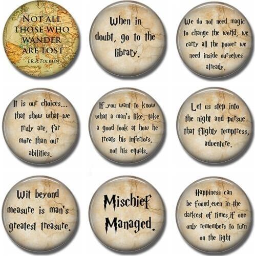 Not All Those Who Wander 30MM Fridge Magnet J.R.R.Tolkien Quote Glass Dome Magnetic Refrigerator Stickers Note Holder Home Decor