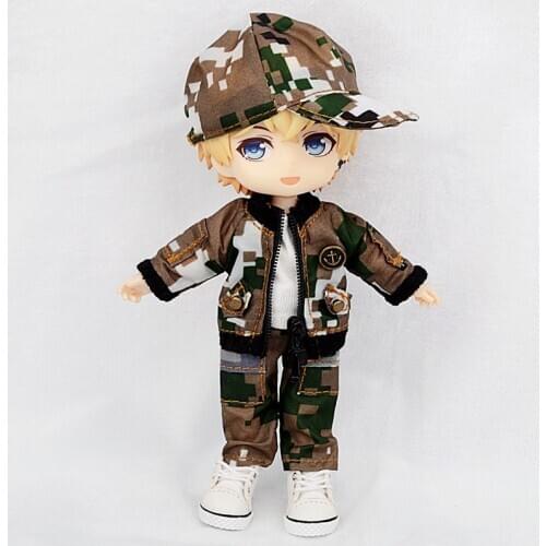 New Fashion military uniform pants hat three-piece suit Doll Clothes for ob11,obitsu 11,molly, gsc,1/12 BJD Doll Accessories